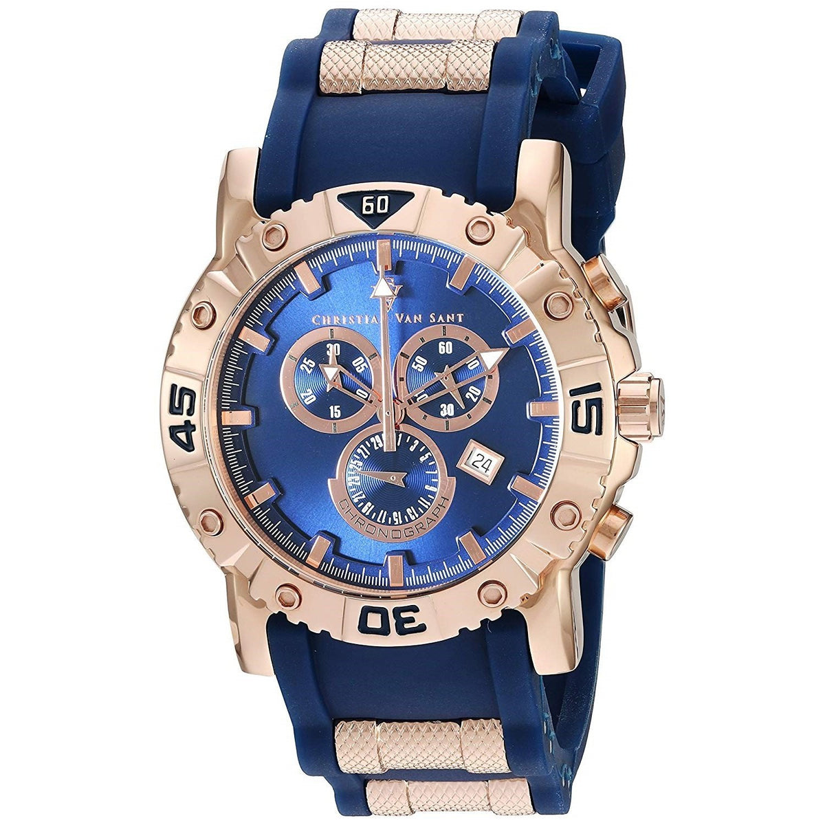 Christian Van Sant Men&#39;s CV0513 Cosenza Chronograph Blue Silicone Watch