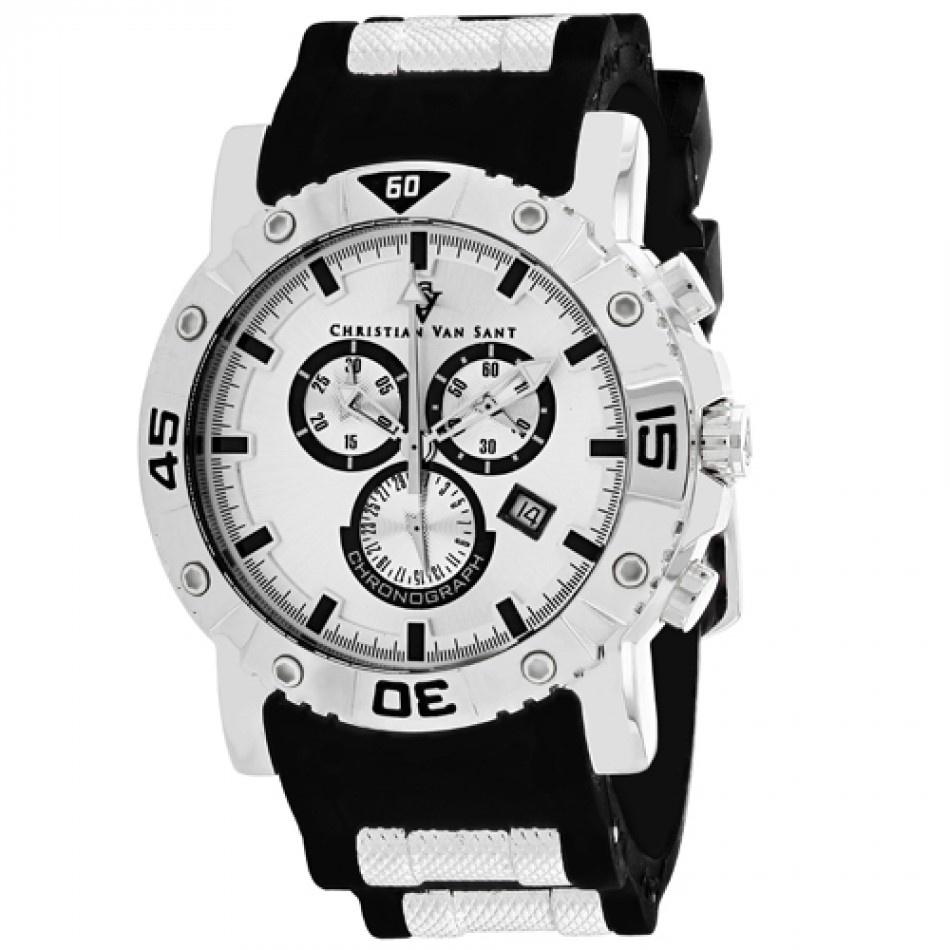 Christian Van Sant Men's CV0515 Cosenza Chronograph Black Silicone Watch