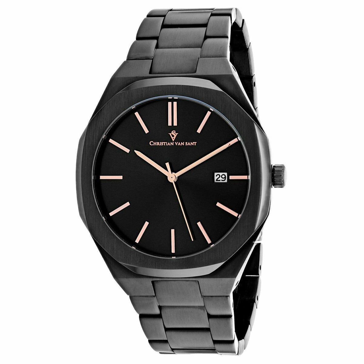 Christian Van Sant Men's CV0525 Octavius Slim Black Stainless Steel Watch