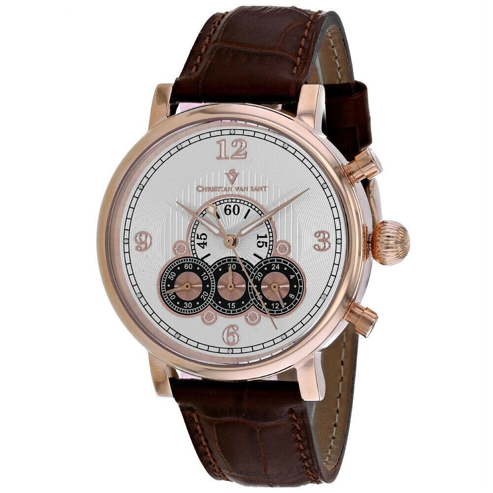 Christian Van Sant Men's CV0715 Dominion  Chronograph Brown Leather Watch