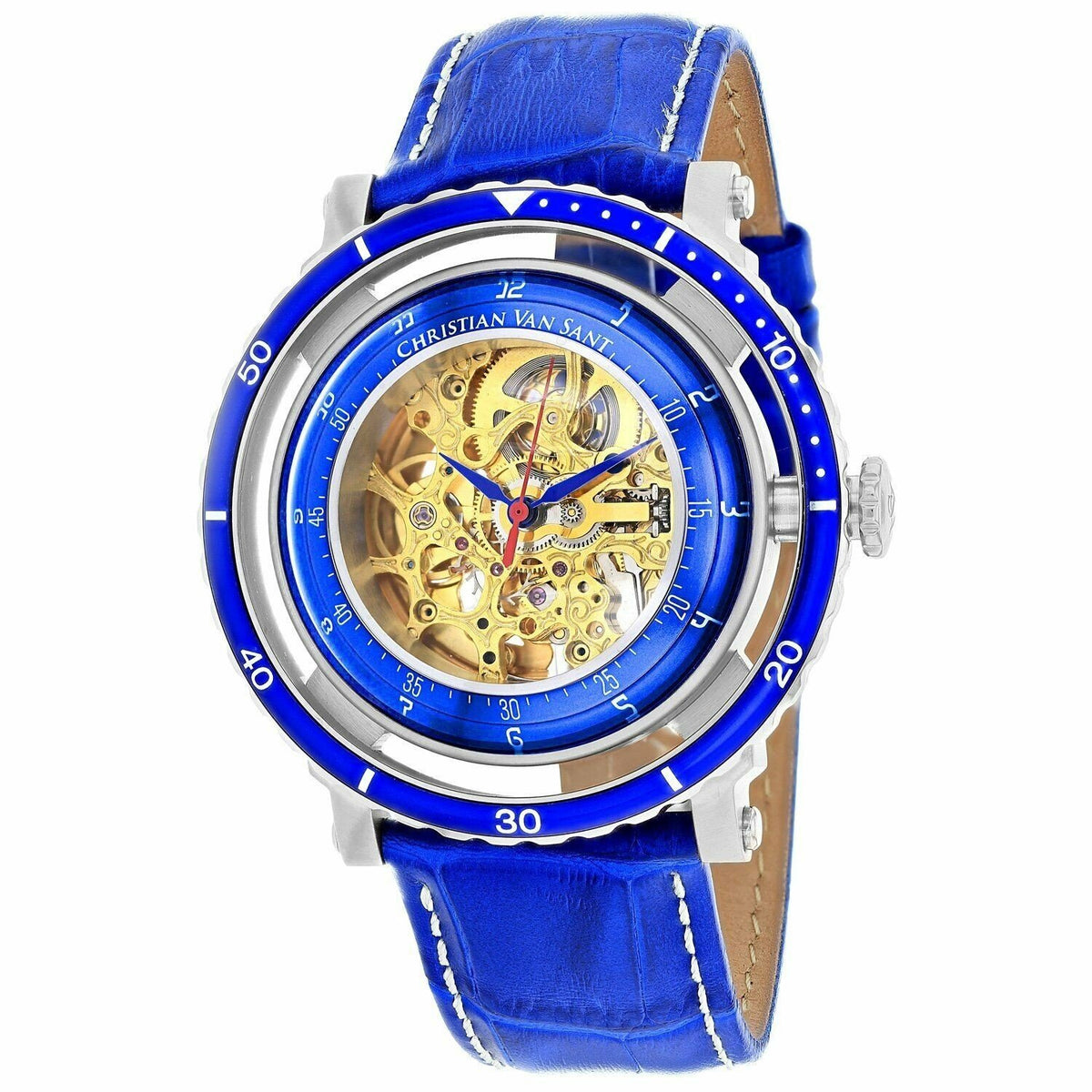 Christian Van Sant Men&#39;s CV0740 Dome Blue Leather Watch