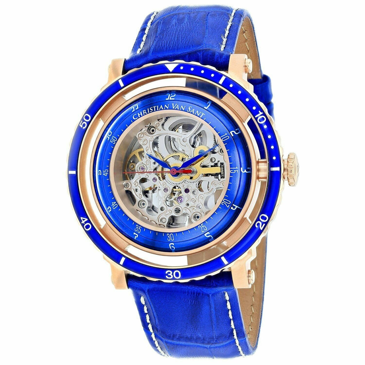 Christian Van Sant Men&#39;s CV0742 Dome Blue Leather Watch