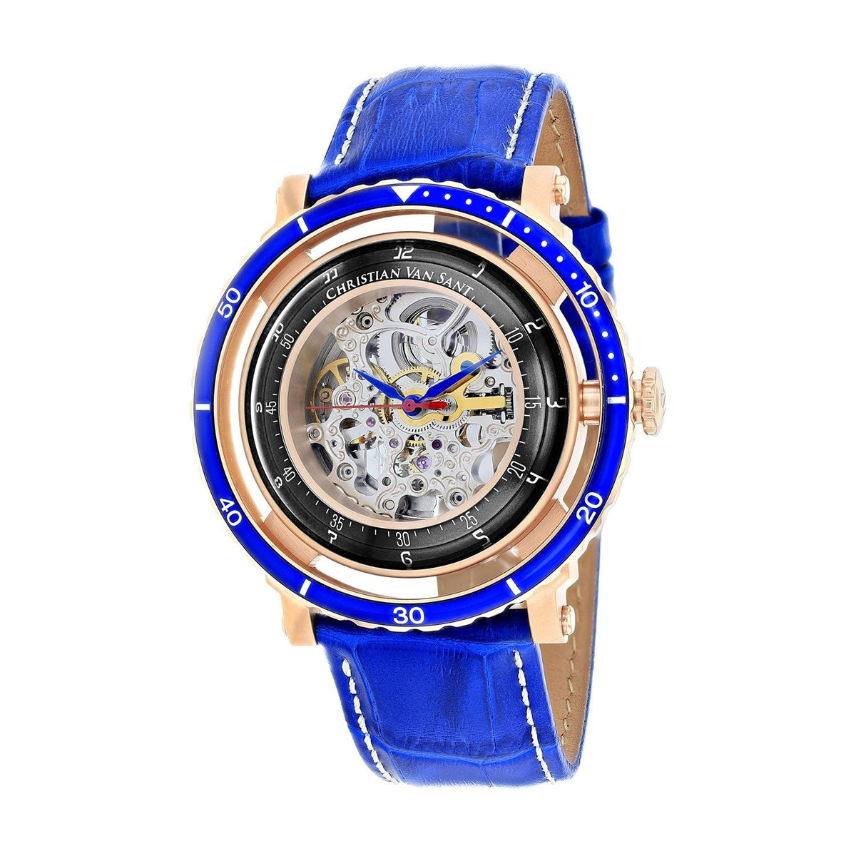 Christian Van Sant Men&#39;s CV0743 Dome Blue Leather Watch