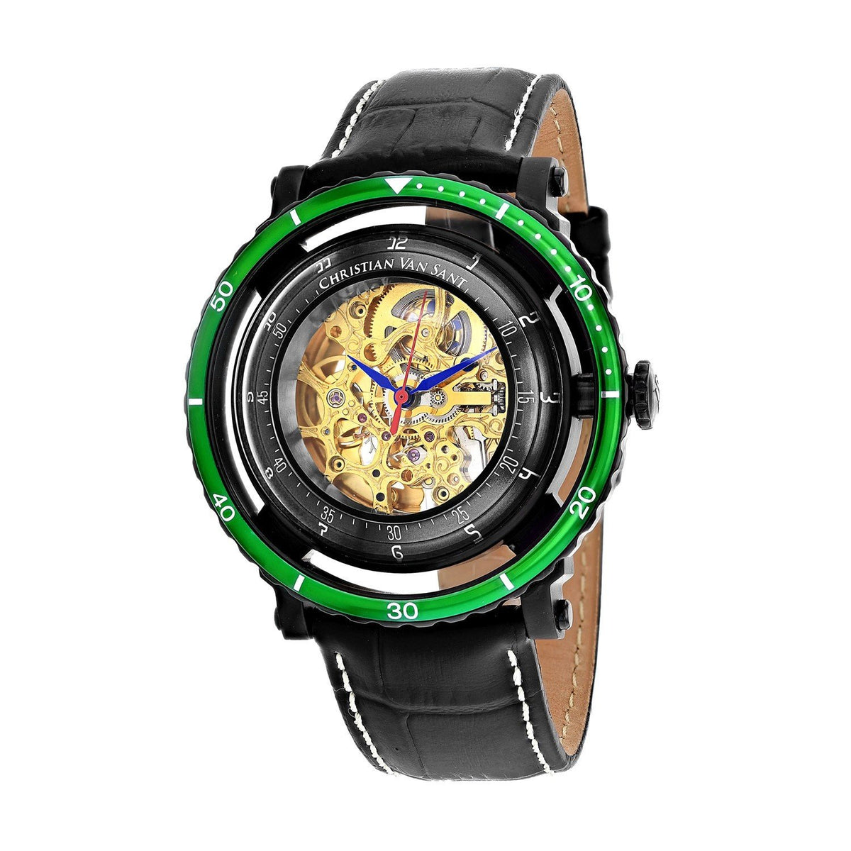 Christian Van Sant Men&#39;s CV0745 Dome Black Leather Watch