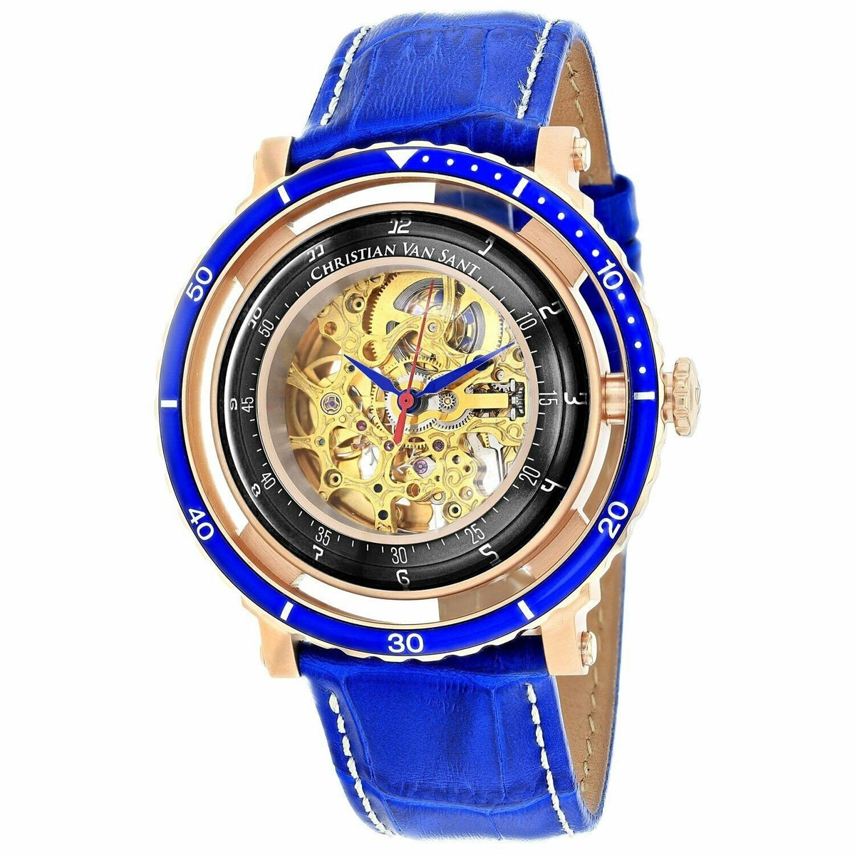 Christian Van Sant Men&#39;s CV0746 Dome Blue Leather Watch