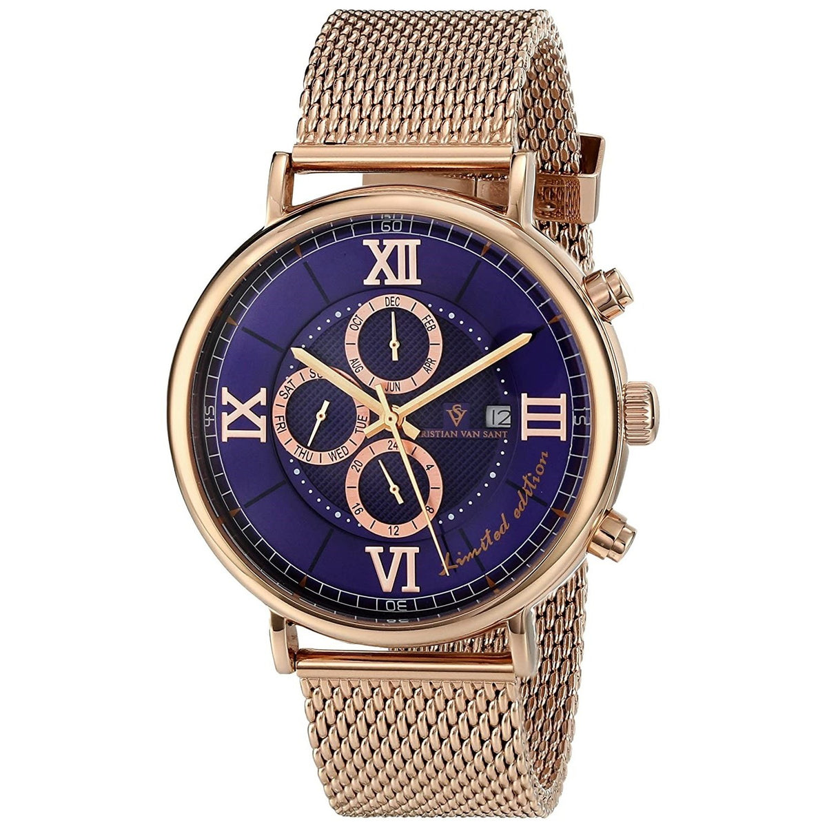 Christian Van Sant Men&#39;s CV1128 Somptueuse Limited Edition Rose Gold-Tone Stainless Steel Watch