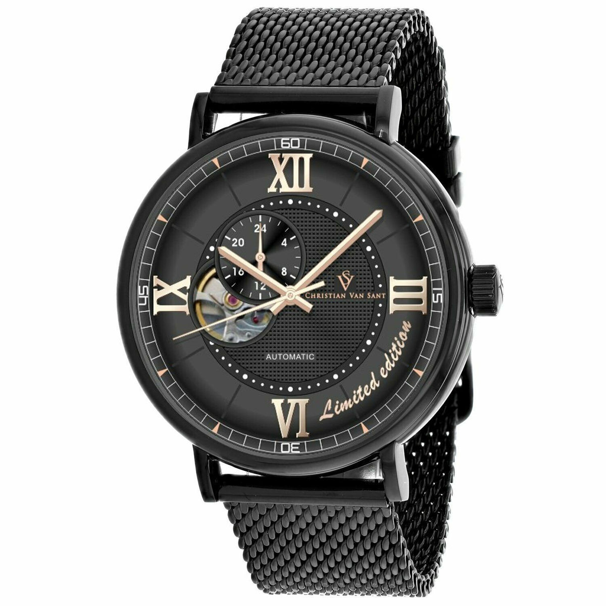 Christian Van Sant Men's CV1144 Somptueuse Black Stainless Steel Watch