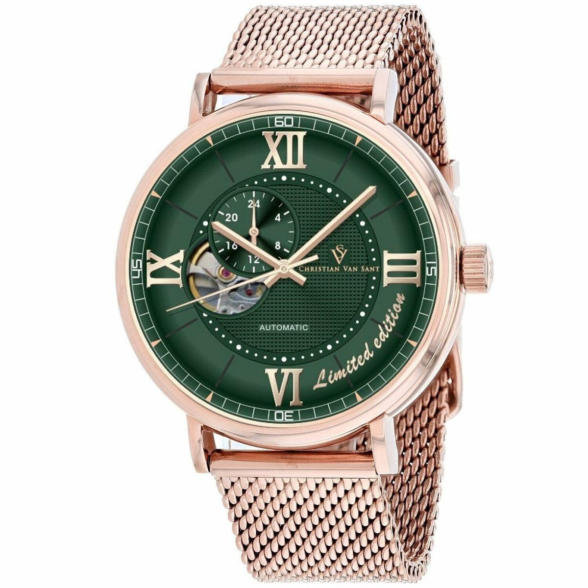 Christian Van Sant Men&#39;s CV1148 Somptueuse Rose Gold-Tone Stainless Steel Watch