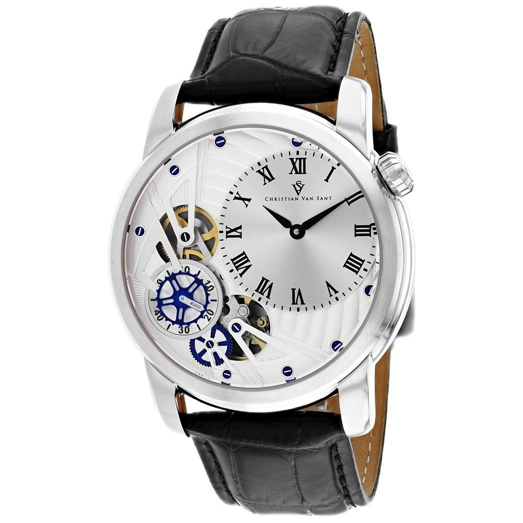 Christian Van Sant Men&#39;s CV1540 Sprocket Black Leather Watch