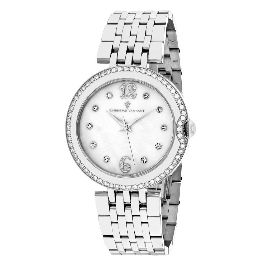 Christian Van Sant Women&#39;s CV1610 Jasmine Crystal Stainless Steel Watch