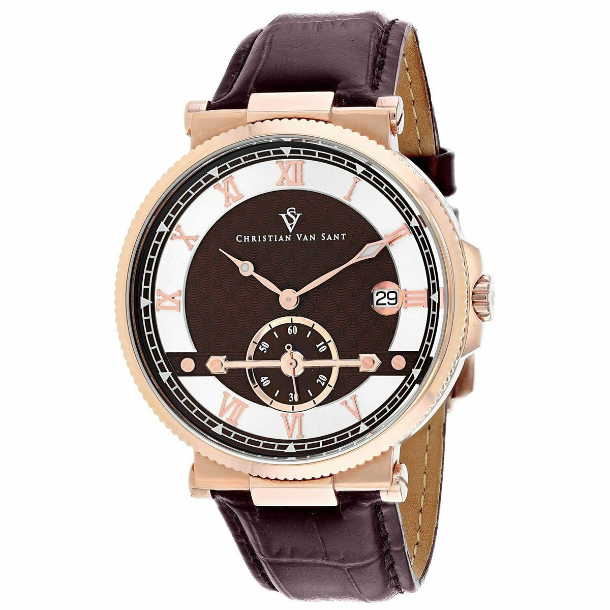 Christian Van Sant Men&#39;s CV1704 Clepsydra Brown Leather Watch