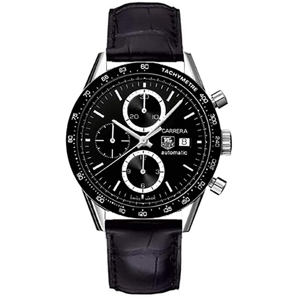 Tag Heuer Men's CV2010.FC6266 Carrera Chronograph Black Leather Watch