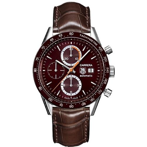 Tag Heuer Men&#39;s CV2013.FC6165 Carrera Chronograph Automatic Brown Leather Watch