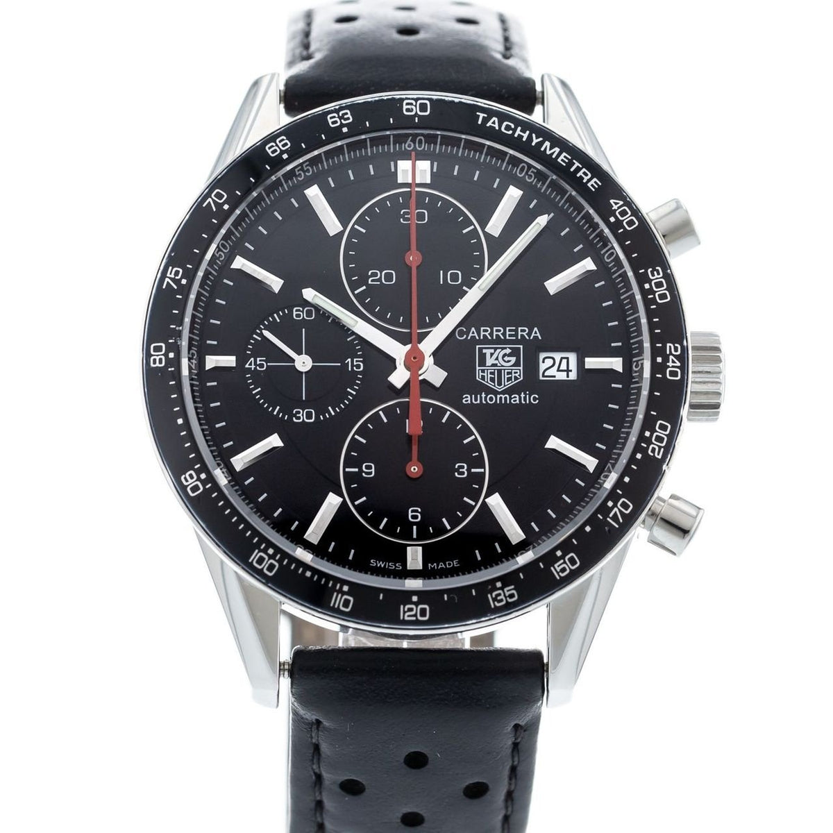 Tag Heuer Men's CV2014.FC6233 Carrera Chronograph Black Leather Watch