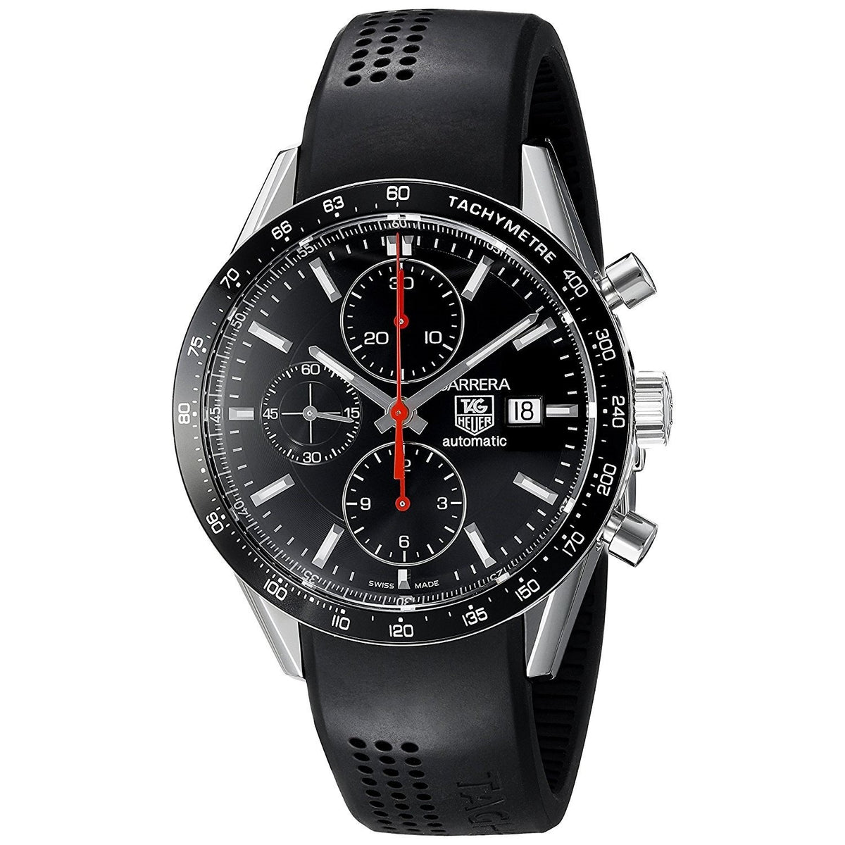 Tag Heuer Men&#39;s CV2014.FT6014 Carrera Chronograph Automatic Black Rubber Watch