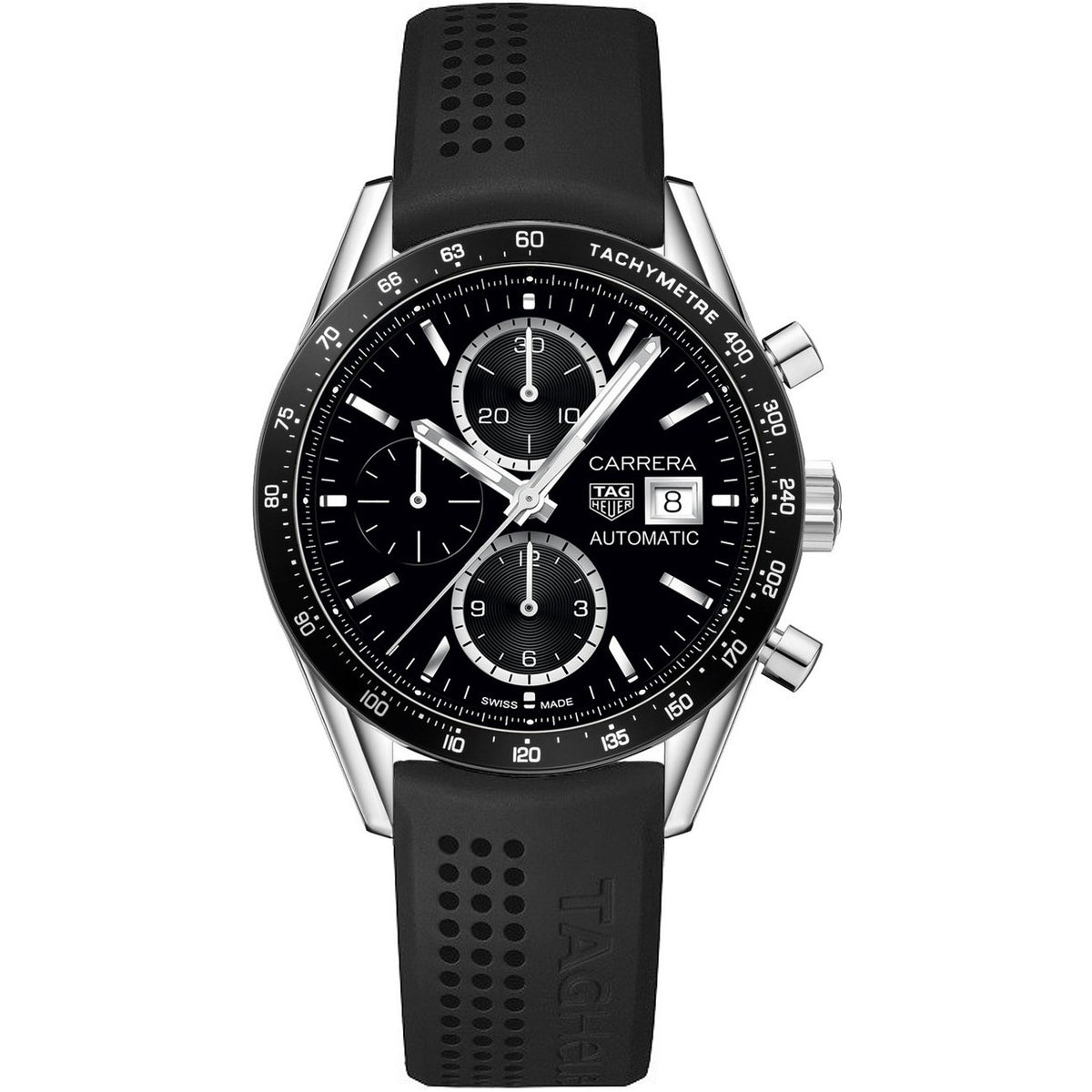 Tag Heuer Men&#39;s CV201AJ.FT6040 Carrera Chronograph Black Rubber Watch