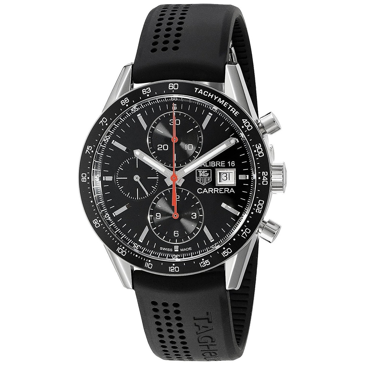 Tag Heuer Men&#39;s CV201AK.FT6040 Carrera Chronograph Automatic Black Rubber Watch