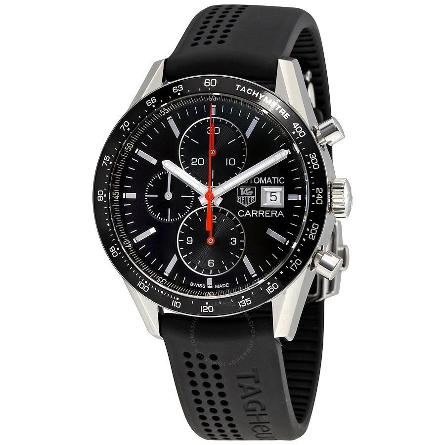 Tag Heuer Men&#39;s CV201AM.FT6040 Carrera Chronograph Automatic Black Rubber Watch