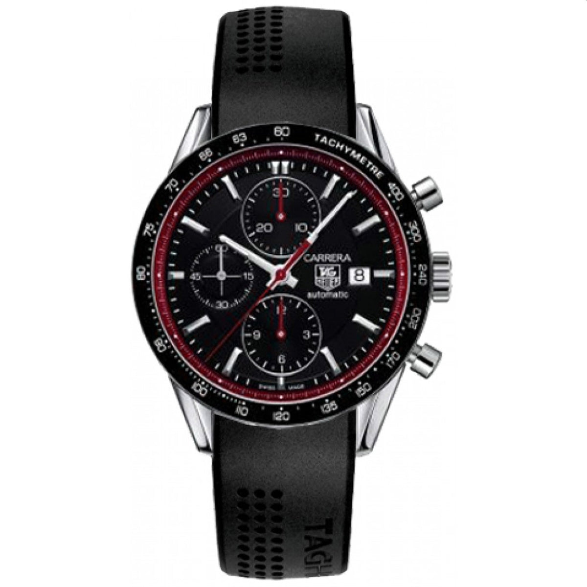 Tag Heuer Men's CV201Z.FC6233 Carrera Chronograph Black Leather Watch
