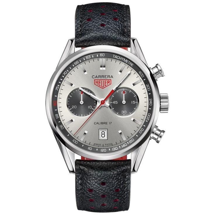 Tag Heuer Men&#39;s CV2119.FC6310 Carrera Chronograph Black Leather Watch