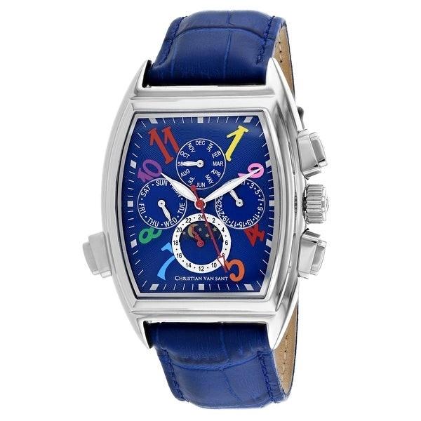 Christian Van Sant Men's CV2132 Grandeur Blue Leather Watch
