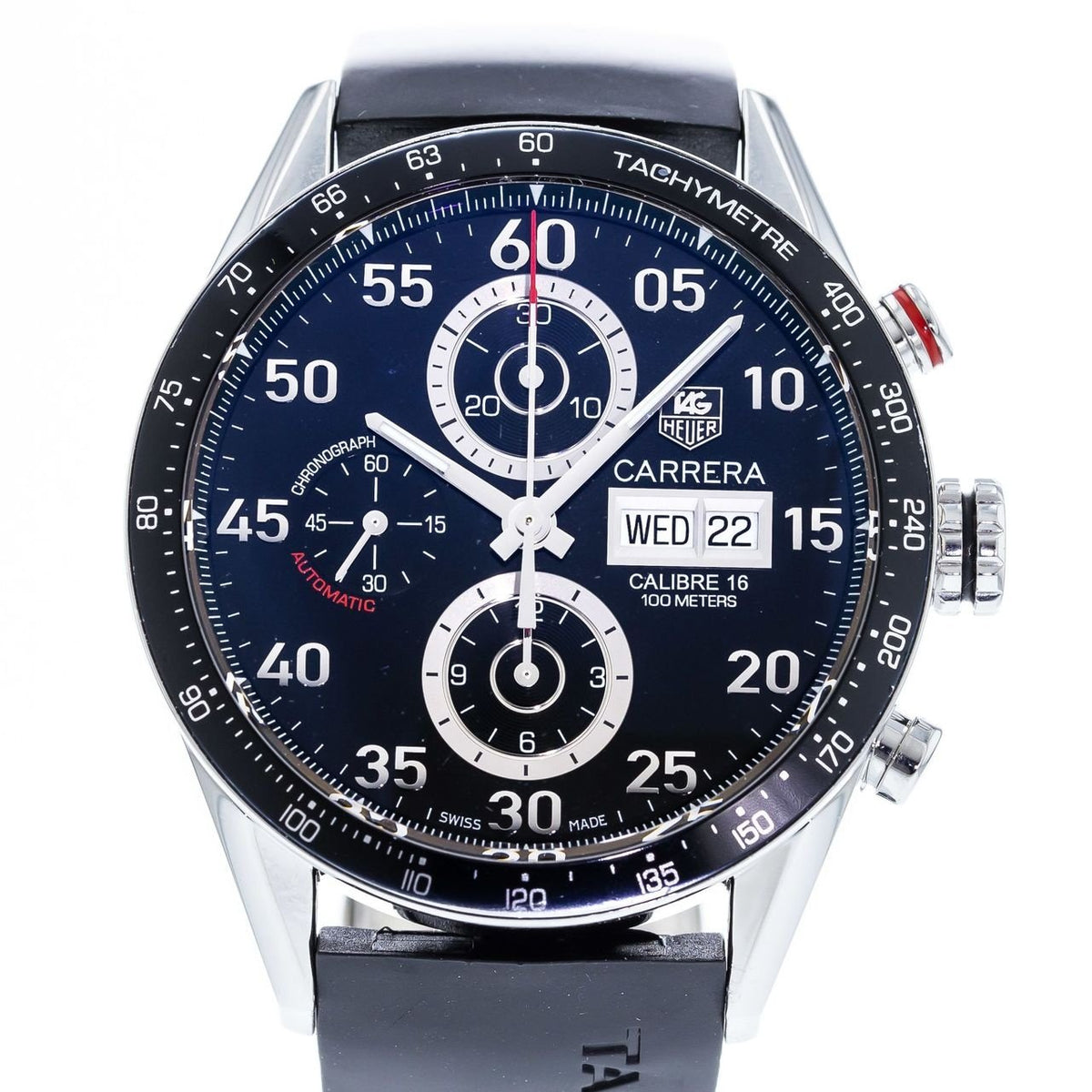 Tag Heuer Men&#39;s CV2A10.FT6005 Carrera Chronograph Black Rubber Watch