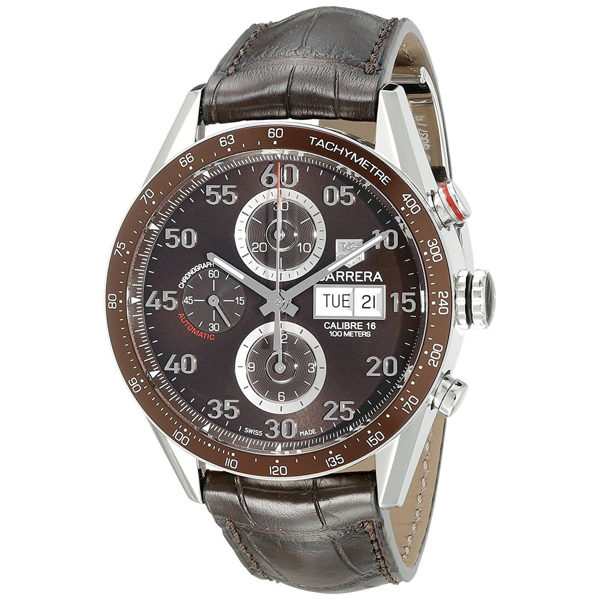Tag Heuer Men&#39;s CV2A12.FC6236 Carrera Chronograph Automatic Brown Leather Watch