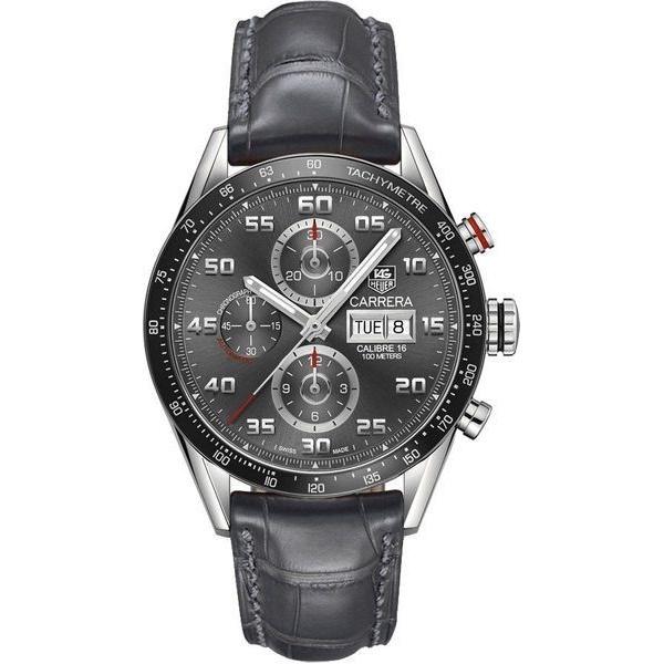Tag Heuer Men&#39;s CV2A1U.FC6313 Carrera Chronograph Grey Leather Watch