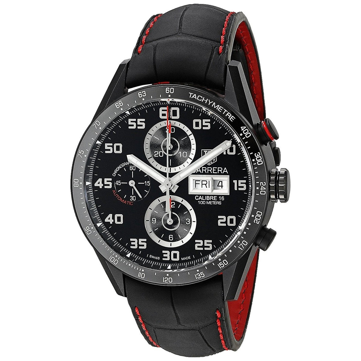 Tag Heuer Men&#39;s CV2A81.FC6237 Carrera Chronograph Automatic Black Leather Watch