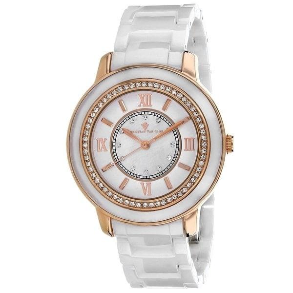 Christian Van Sant Women's CV3212 Clay Crystal White Ceramic Watch