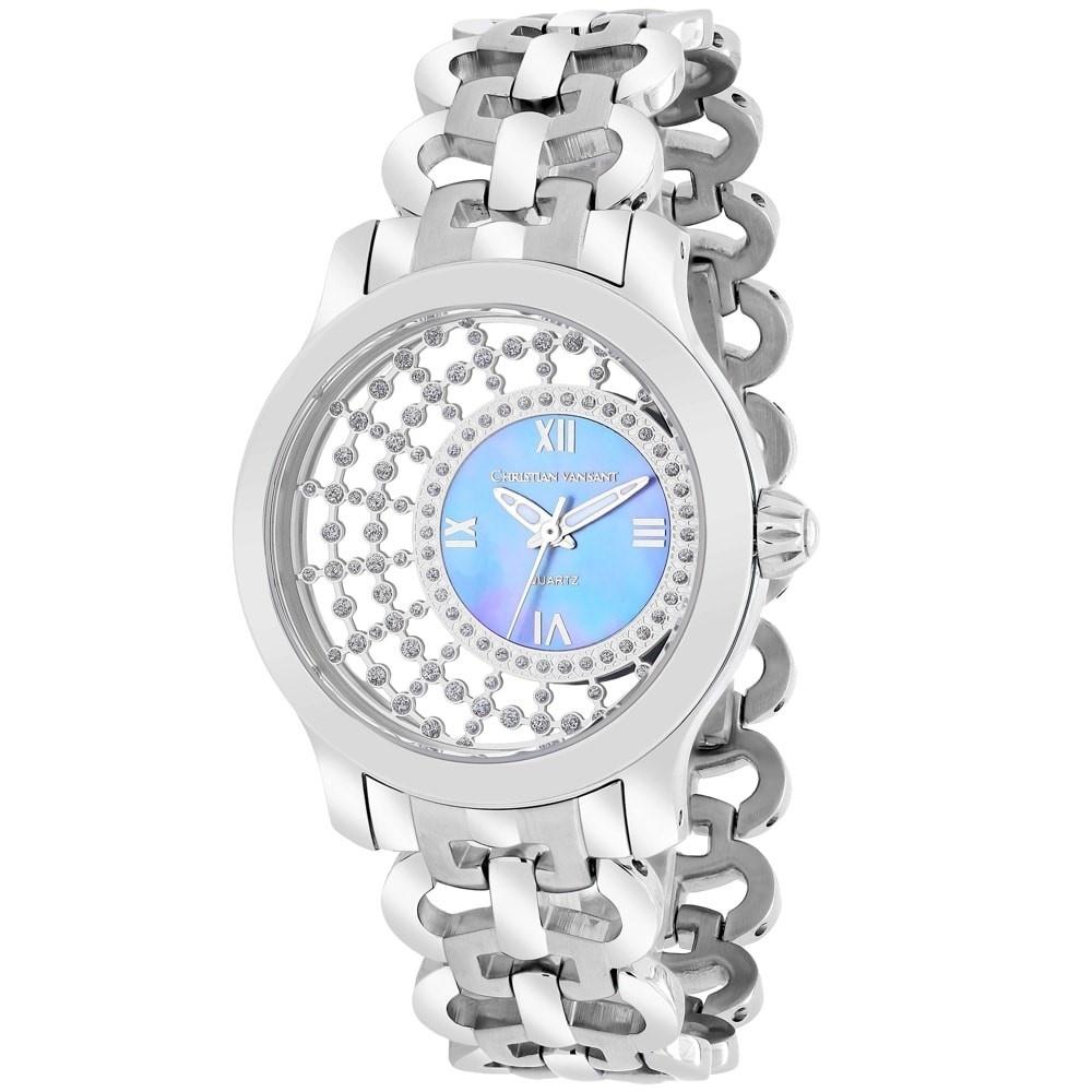 Christian Van Sant Women&#39;s CV4412 Delicate Crystal Stainless Steel Watch