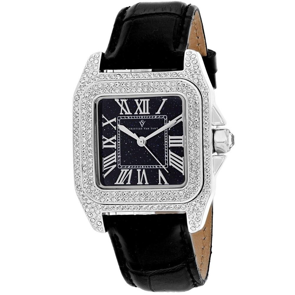 Christian Van Sant Women&#39;s CV4420 Radieuse Black Leather Watch