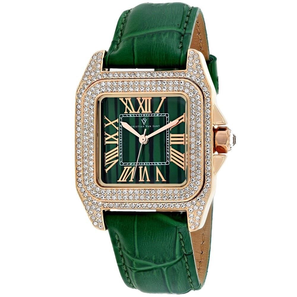Christian Van Sant Women&#39;s CV4424 Radieuse Green Leather Watch