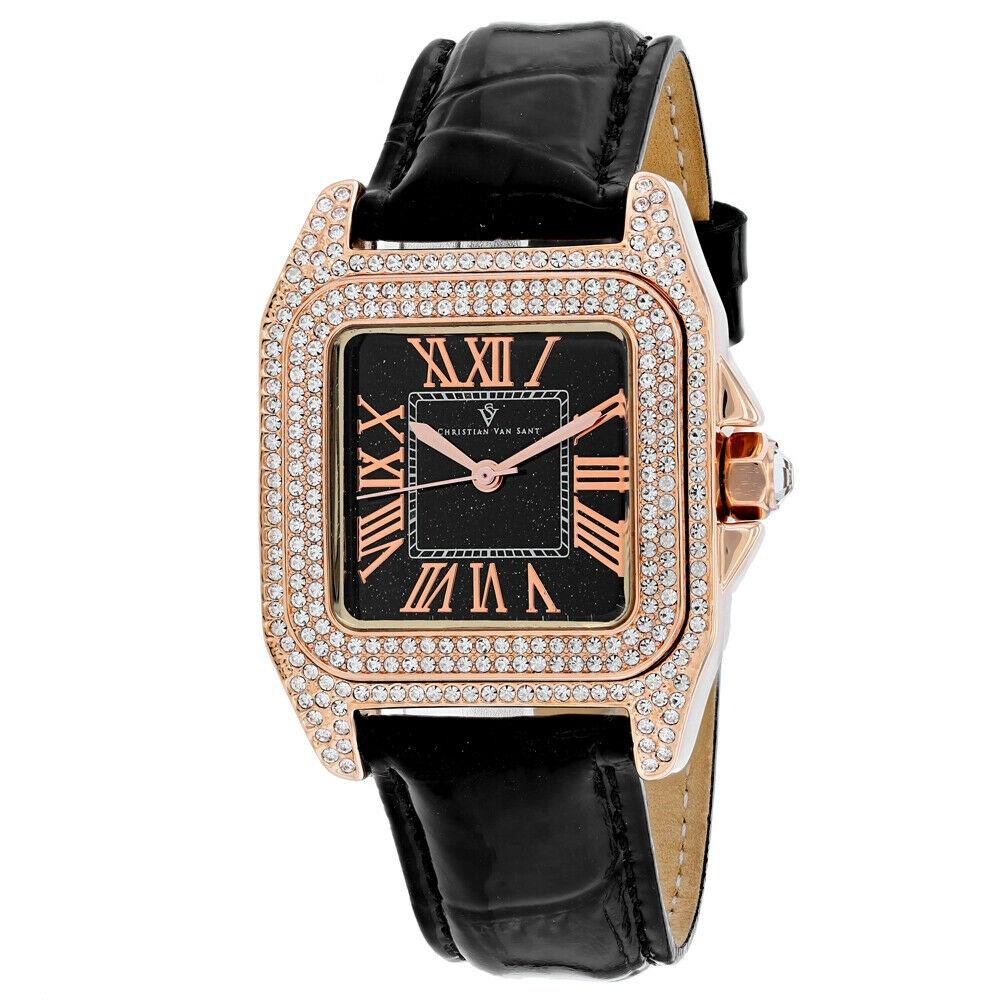 Christian Van Sant Women's CV4425 Radieuse  Black Leather Watch