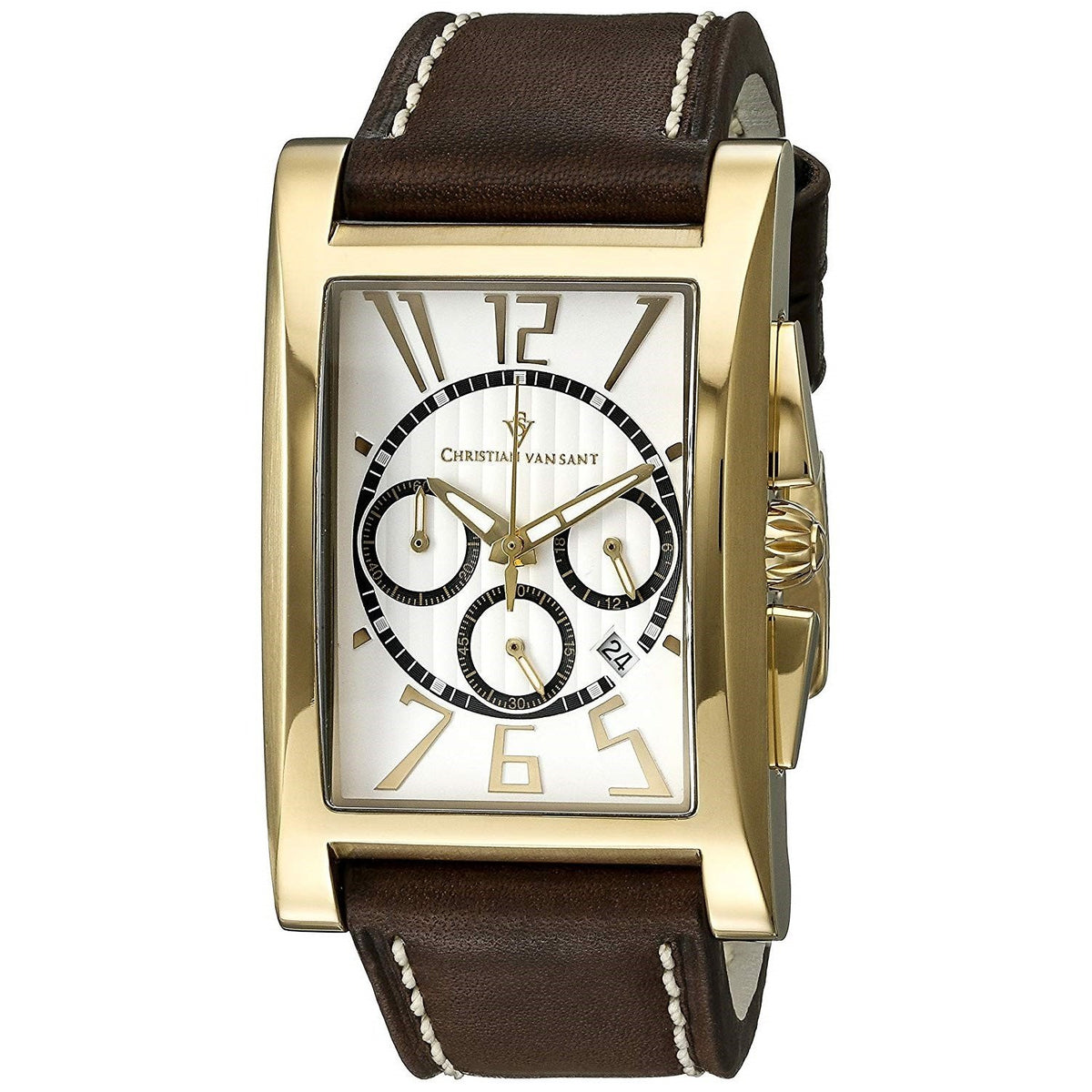 Christian Van Sant Men's CV4513 Cannes Chronograph Brown Leather Watch