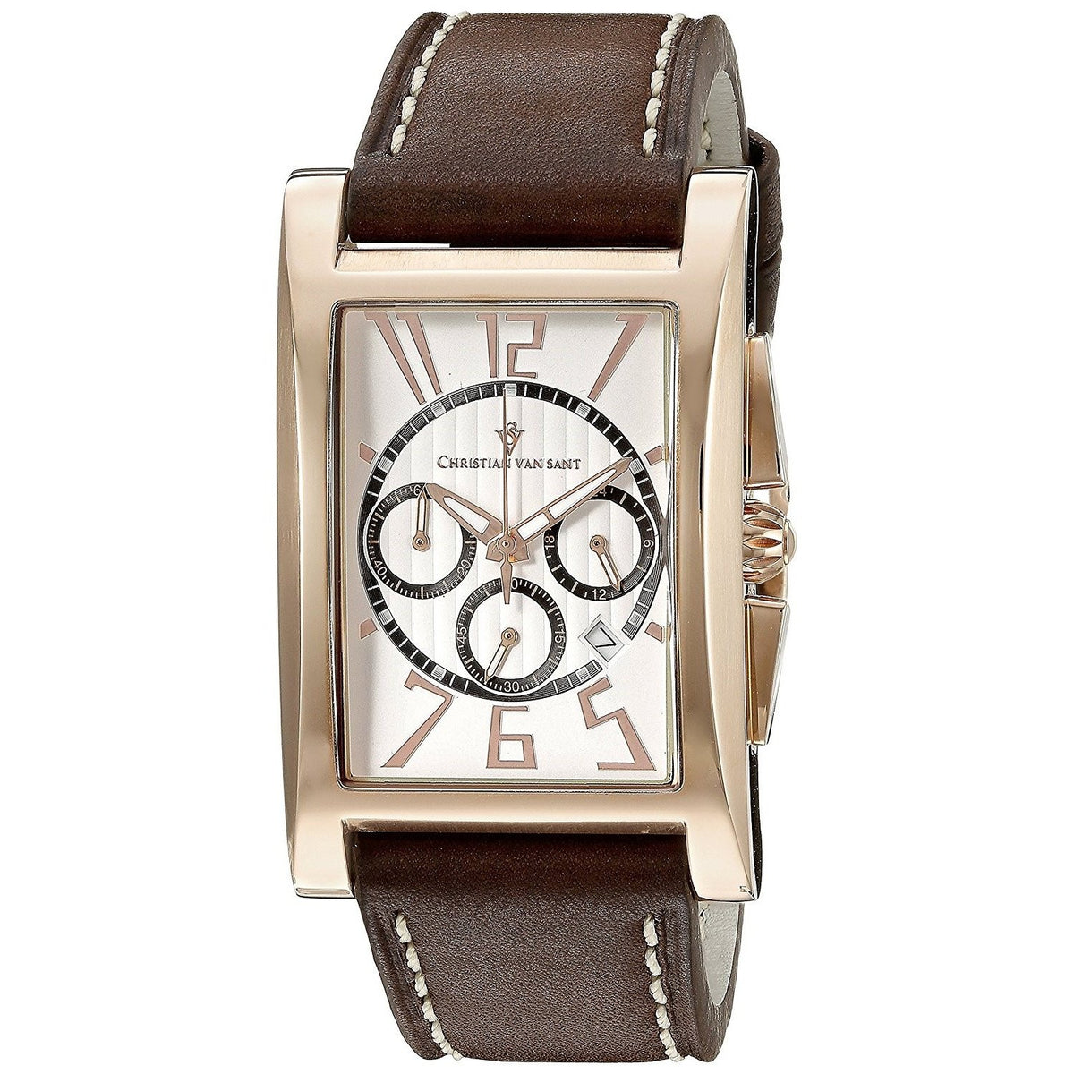 Christian Van Sant Men's CV4515 Cannes Chronograph Brown Leather Watch