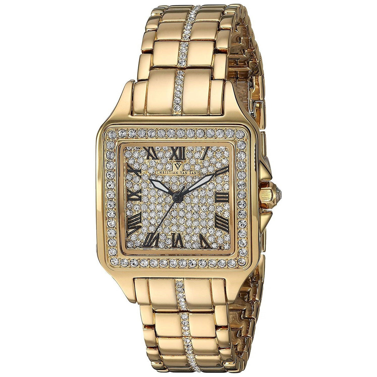 Christian Van Sant Women's CV4621 Splendeur Crystal Gold-Tone Stainless Steel with Sets of Crystal Watch