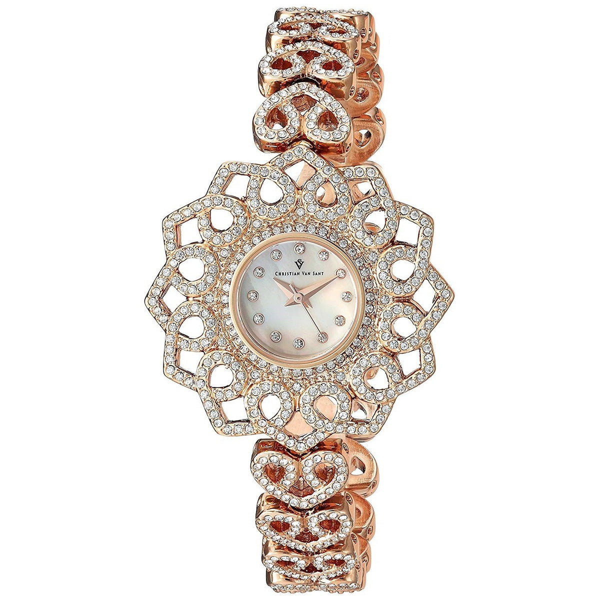 Christian Van Sant Women's CV4812 Chantilly Crystal Rose Gold-Tone Stainless Steel with Sets of Crystal Watch