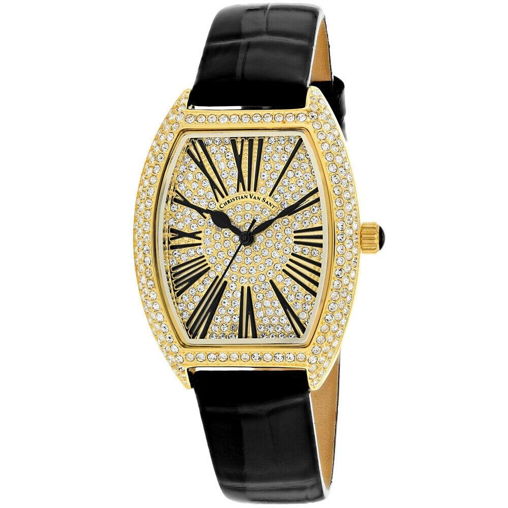 Christian Van Sant Women's CV4842 Chic  Black Leather Watch