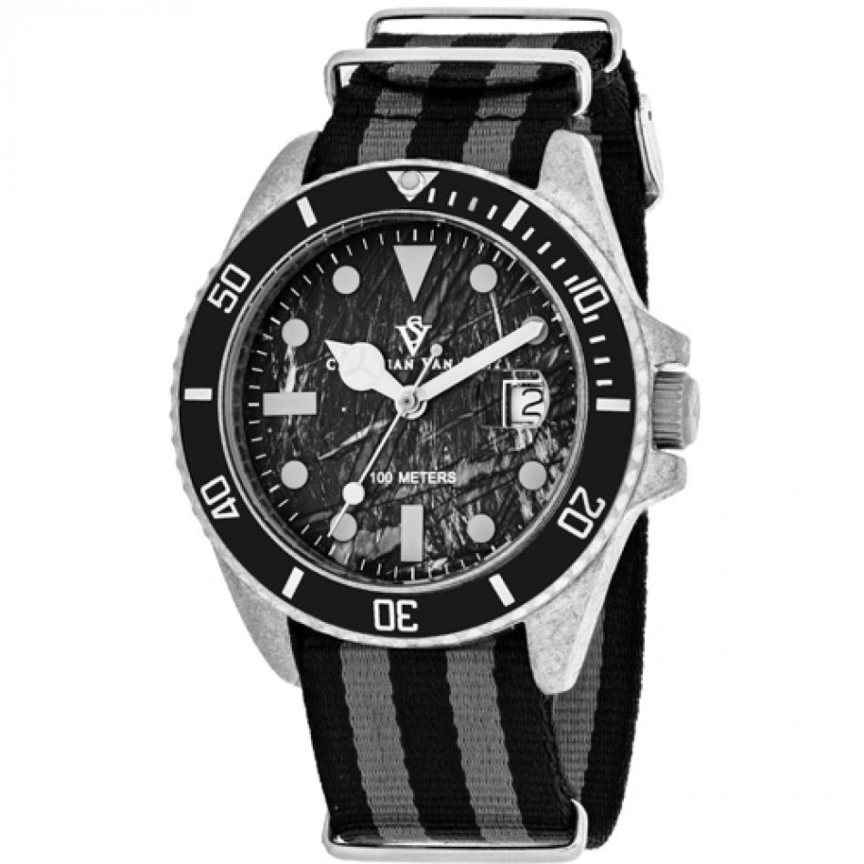 Christian Van Sant Men's CV5100NBB Montego Vintage Two-Tone Nylon Watch