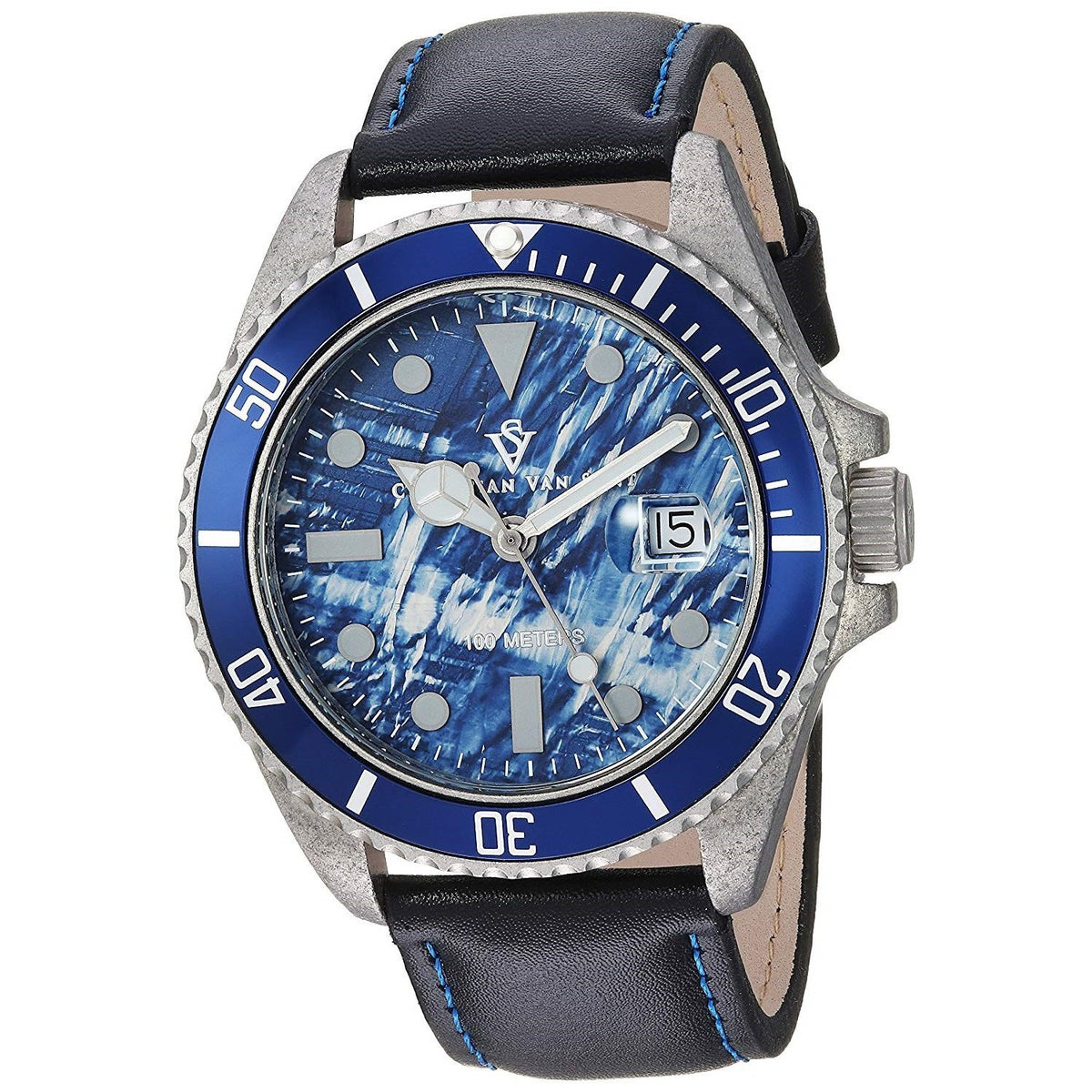 Christian Van Sant Men's CV5103LB Montego Vintage Black Leather Watch