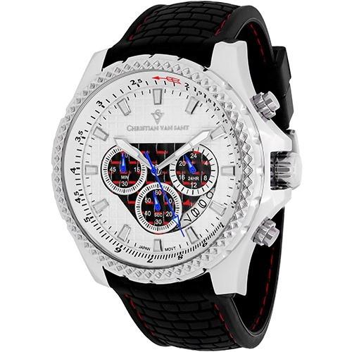 Christian Van Sant Men's CV5120 Sport Retrograde Chronograph Black Rubber Watch