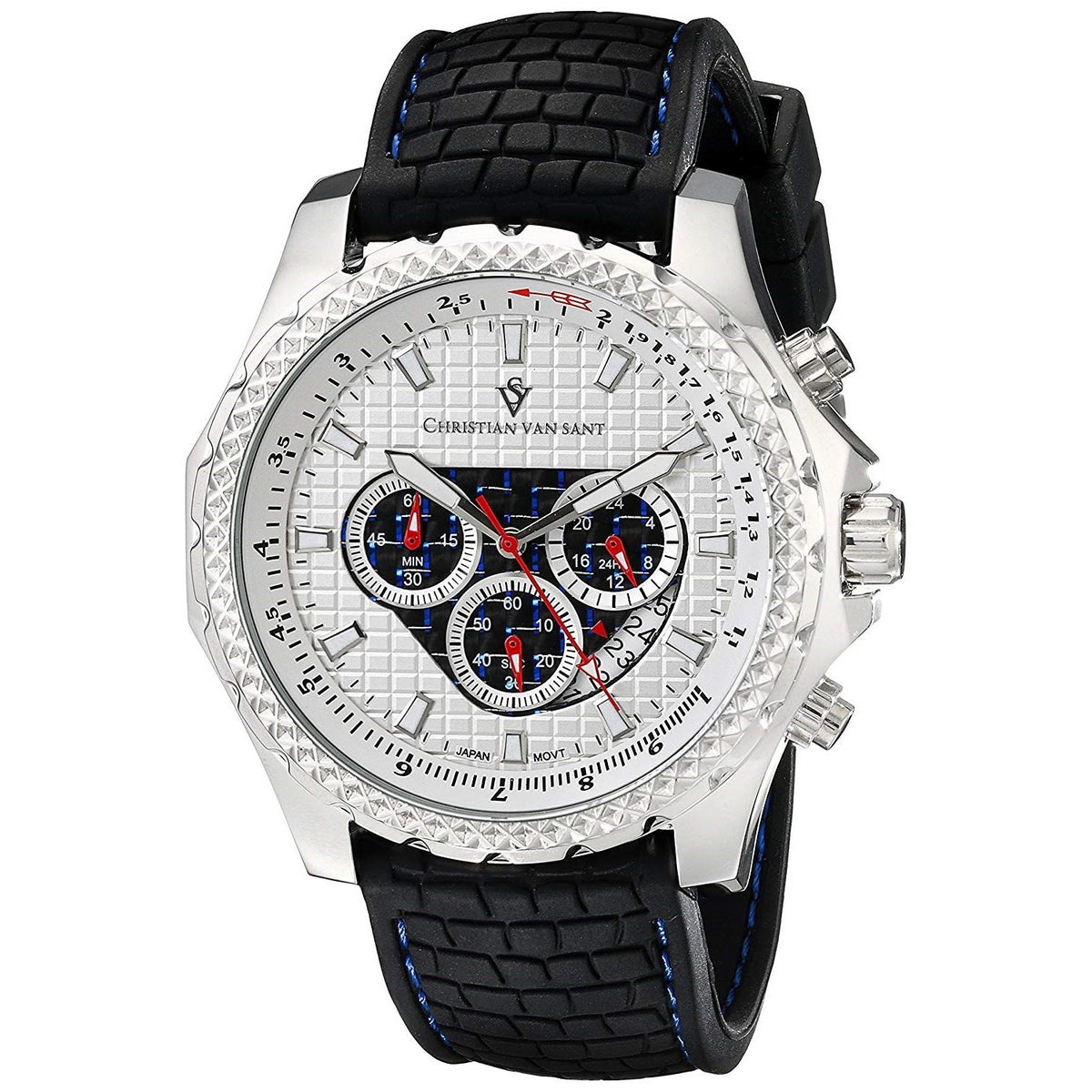 Christian Van Sant Men's CV5121 Sport Retrograde Chronograph Black Rubber Watch