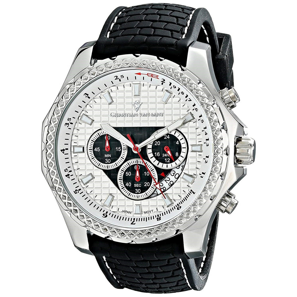 Christian Van Sant Men's CV5122 Sport Retrograde Chronograph Black Rubber Watch