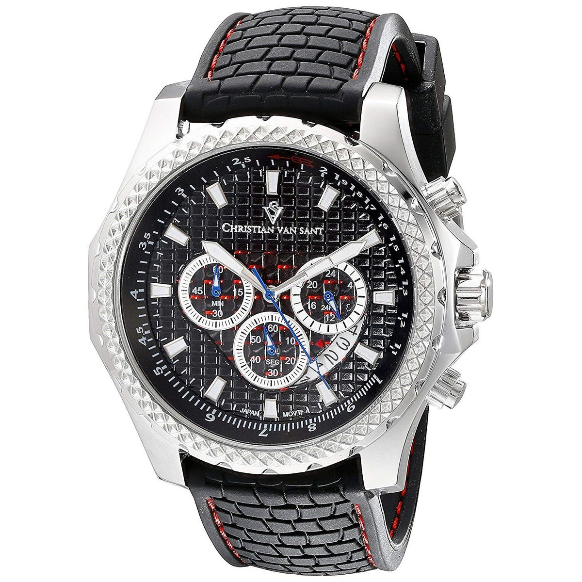 Christian Van Sant Men's CV5123 Sport Retrograde Chronograph Black Rubber Watch