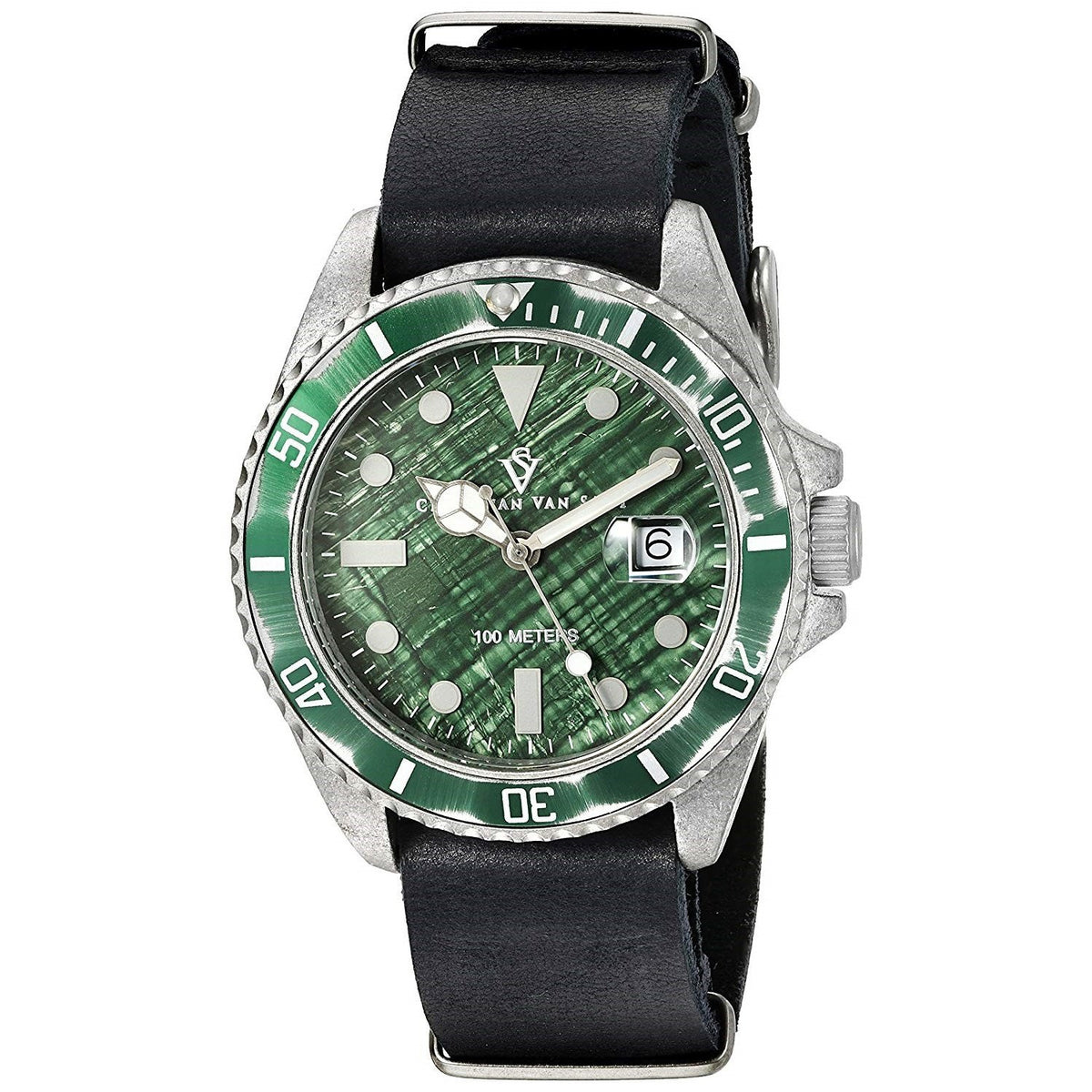 Christian Van Sant Men's CV5202 Montego Vintage Black Leather Watch