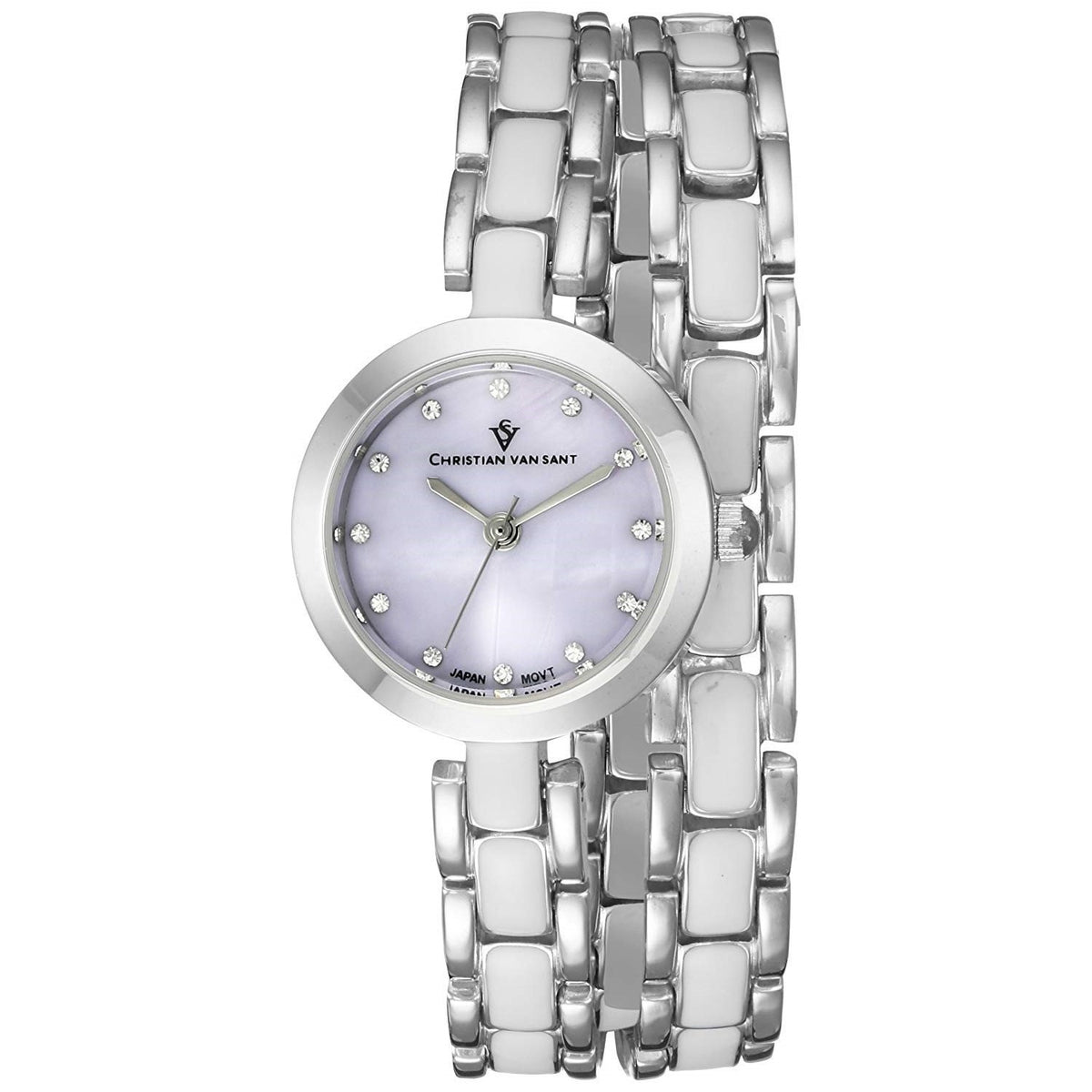 Christian Van Sant Women's CV5611 Spiral Crystal Two-Tone Stainless Steel Watch