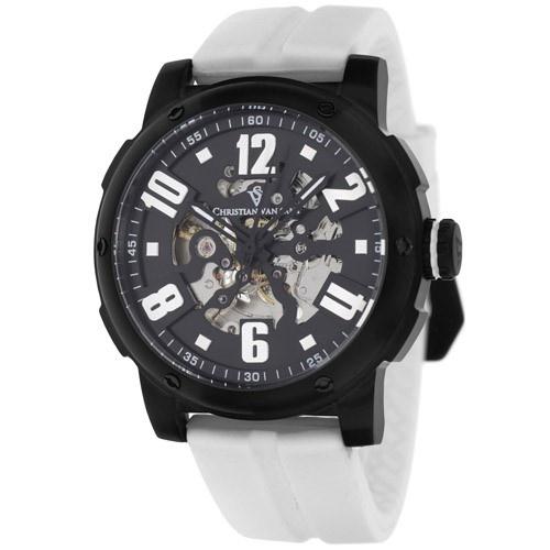 Christian Van Sant Men's CV6130 Skeleton Automatic White Rubber Watch