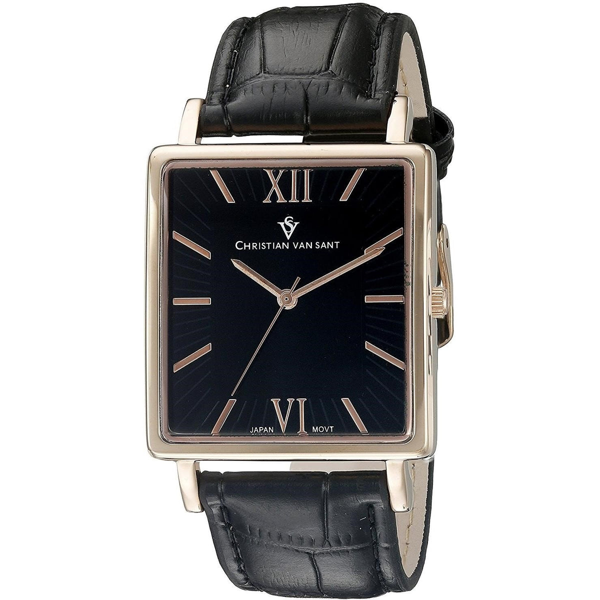 Christian Van Sant Men's CV8514 Monte Cristo Black Leather Watch