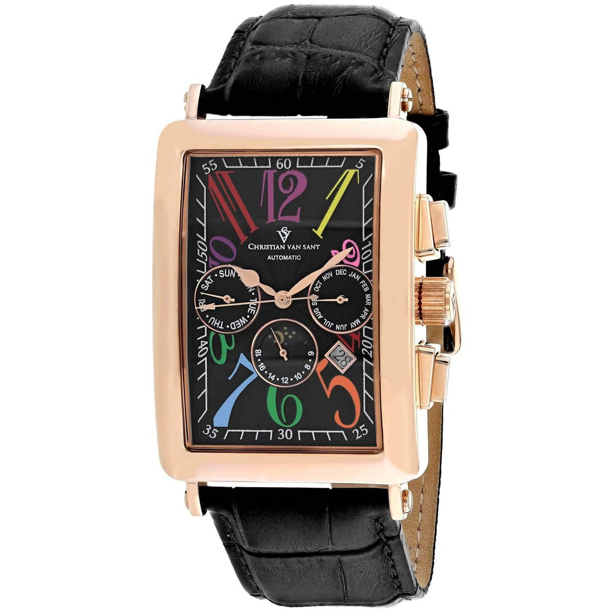 Christian Van Sant Men's CV9143 Prodigy Black Leather Watch